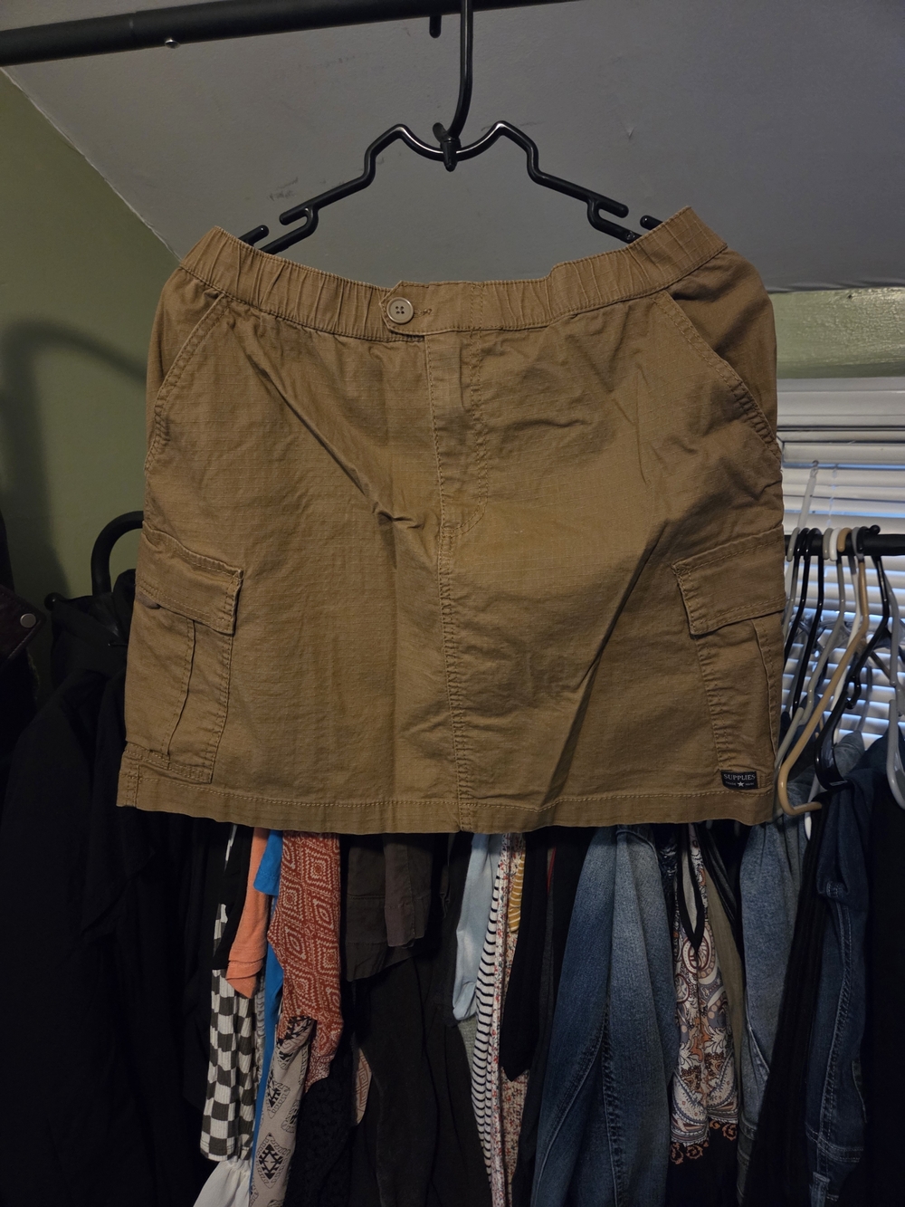 Women's Casual Cargo Mini Skirt - Tan